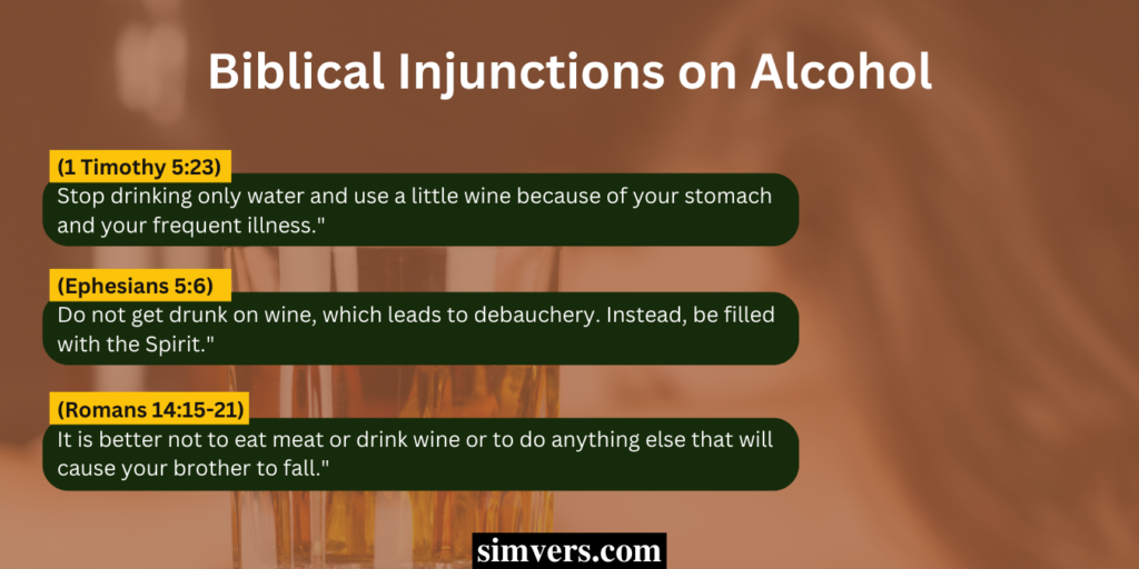 A picture showing Biblical injunctions on alcohol
