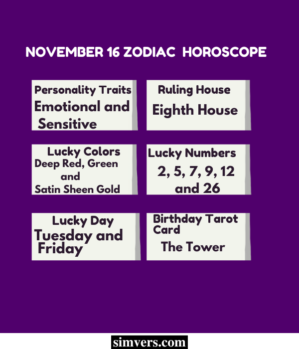 November 16 Zodiac  Horoscope