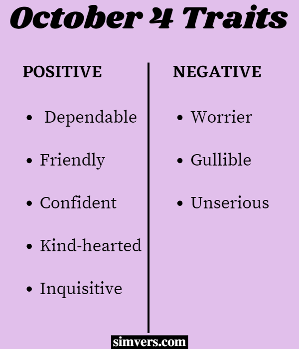 October 4 birthday positive and negative traits