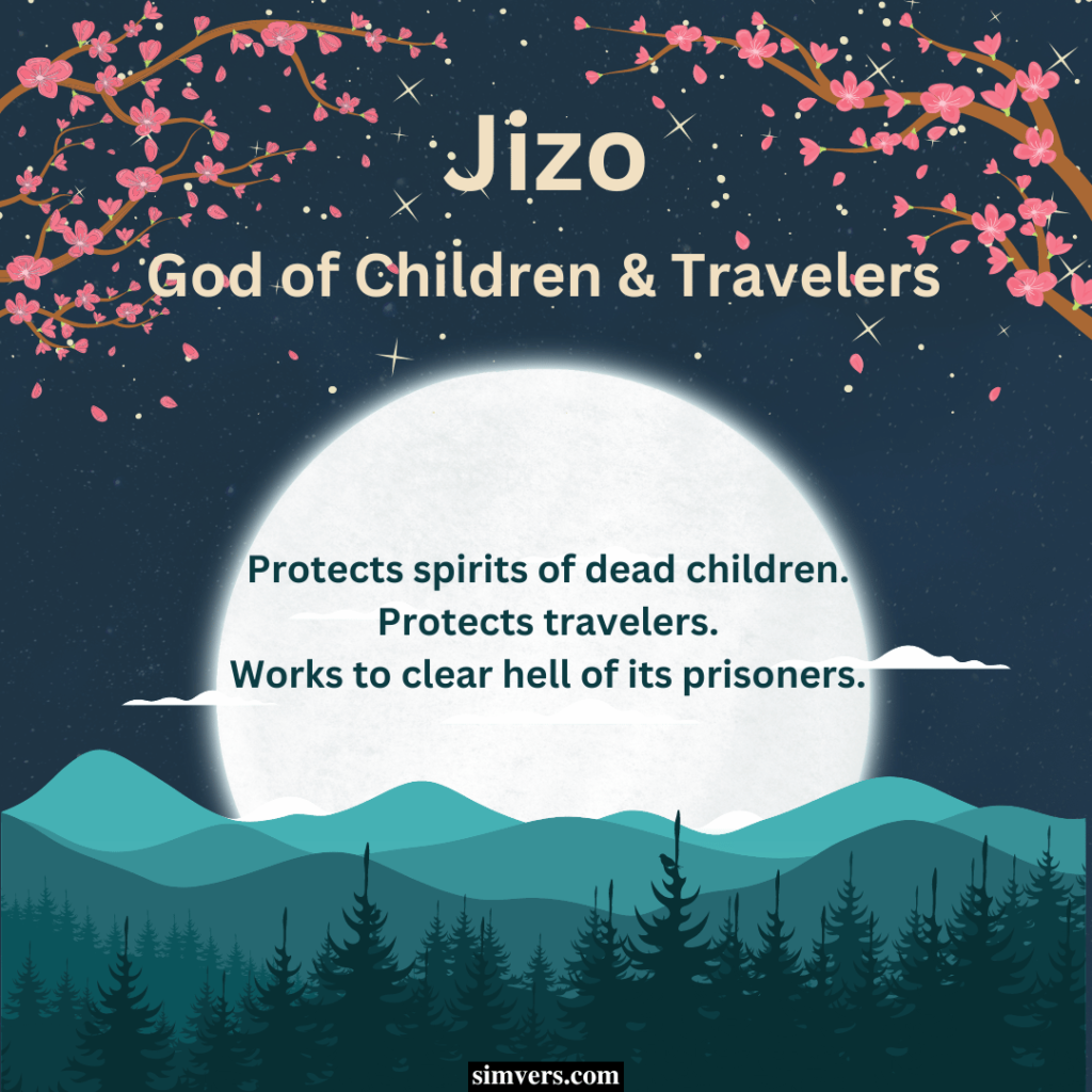 Jizo is the popular Japanese god who protects children and travelers.