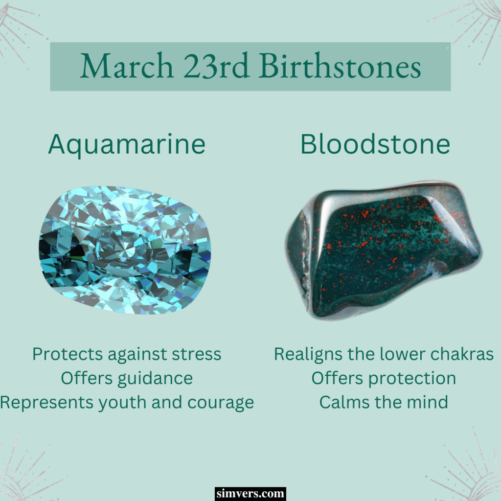 Aquamarine is the traditional March birthstone, and bloodstone is the alternative.